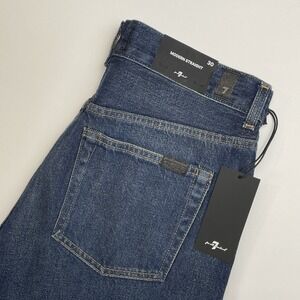 NEW 7 For All Mankind Modern Straight Jeans Mens 30 Denim Blue Enduring Whiskers